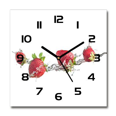 Wanduhr modern quadratisch Erdbeeren und Wasser
