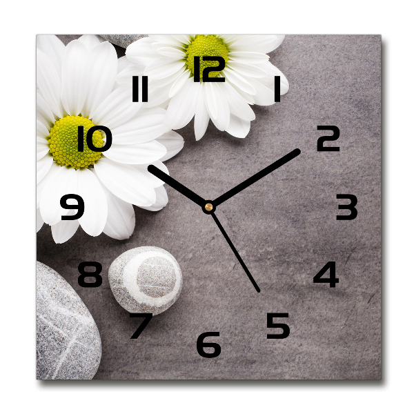 Wanduhr modern quadratisch Gerbera