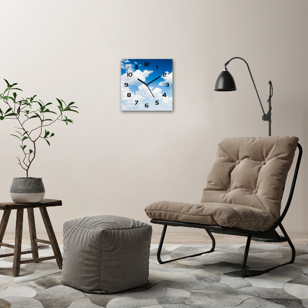 Wanduhr modern quadratisch Wolken am Himmel