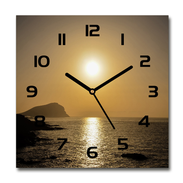 Wanduhr modern quadratisch Sonnenuntergang am Meer