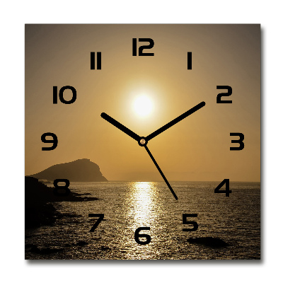 Wanduhr modern quadratisch Sonnenuntergang am Meer