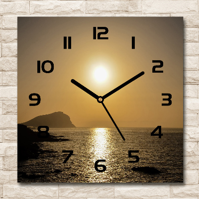 Wanduhr modern quadratisch Sonnenuntergang am Meer