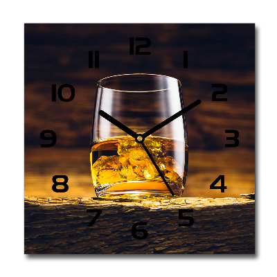 Wanduhr quadratisch Bourbon im Glas