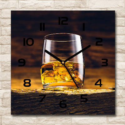 Wanduhr quadratisch Bourbon im Glas
