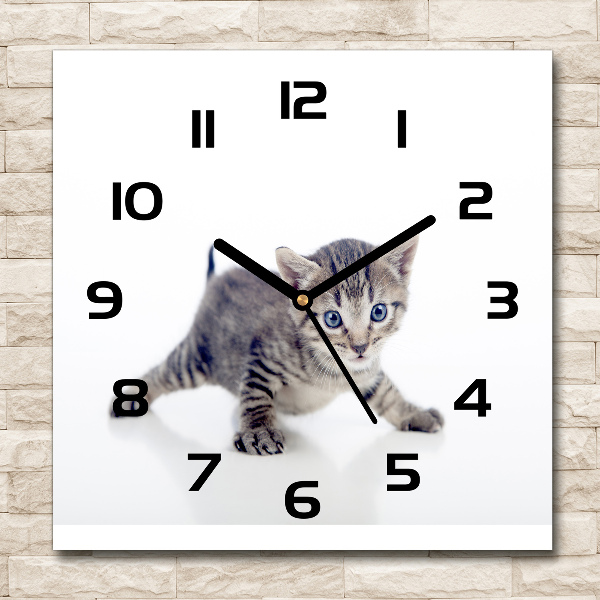 Wanduhr quadratisch Kleine Katze