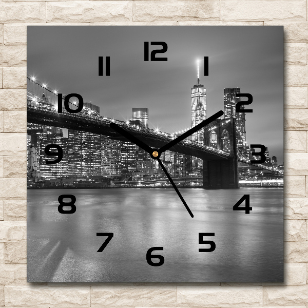 Wanduhr modern quadratisch New York bei Nacht