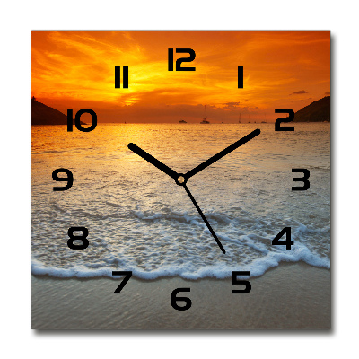 Wanduhr modern quadratisch Sonnenuntergang am Meer