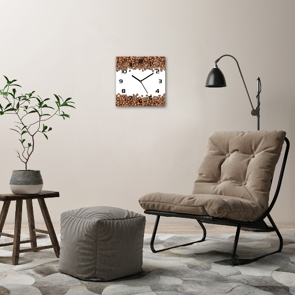 Wanduhr modern quadratisch Kaffeebohnen