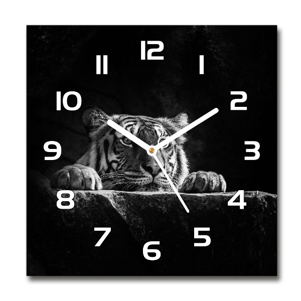 Wanduhr modern quadratisch Tiger