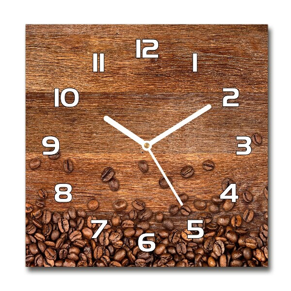Wanduhr modern quadratisch Kaffeebohnen