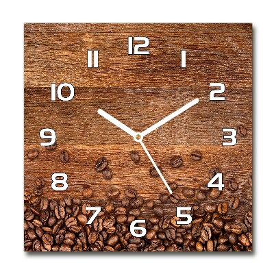 Wanduhr modern quadratisch Kaffeebohnen