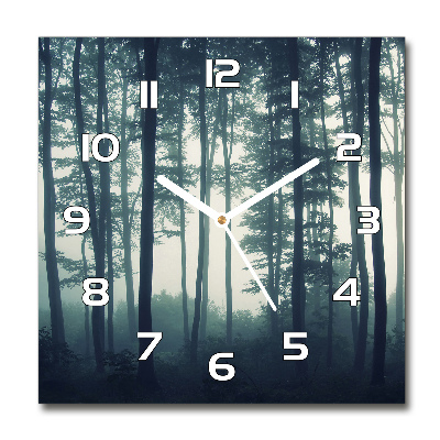 Wanduhr quadratisch Nebel im Wald