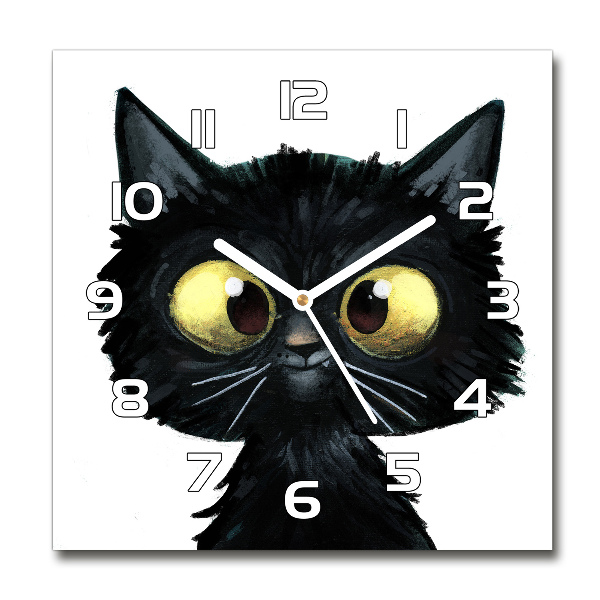 Wanduhr quadratisch Katzenillustration
