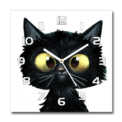 Wanduhr quadratisch Katzenillustration