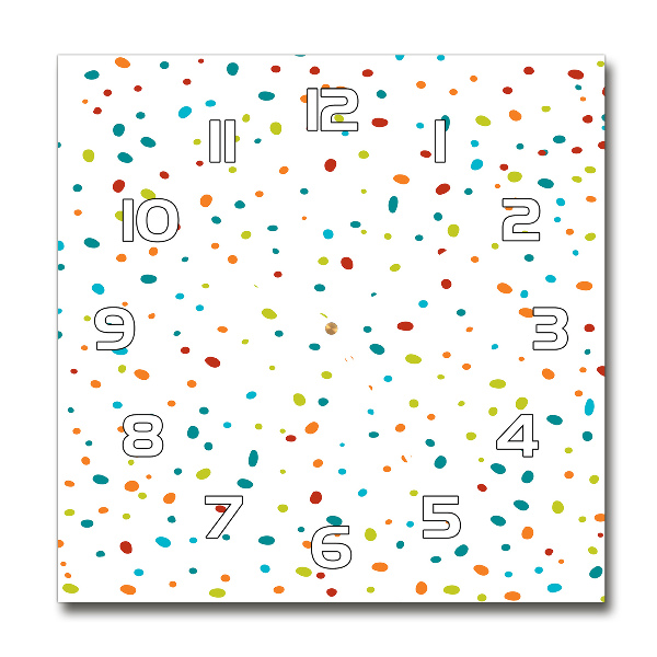 Wanduhr modern quadratisch Bunte Punkte