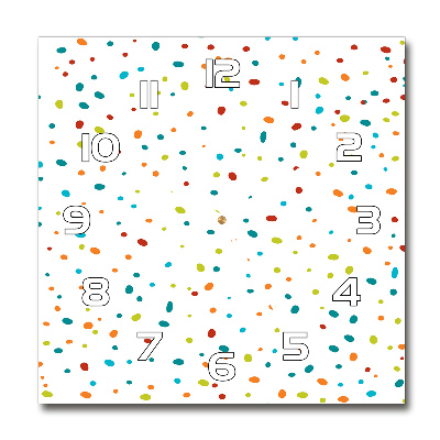 Wanduhr modern quadratisch Bunte Punkte