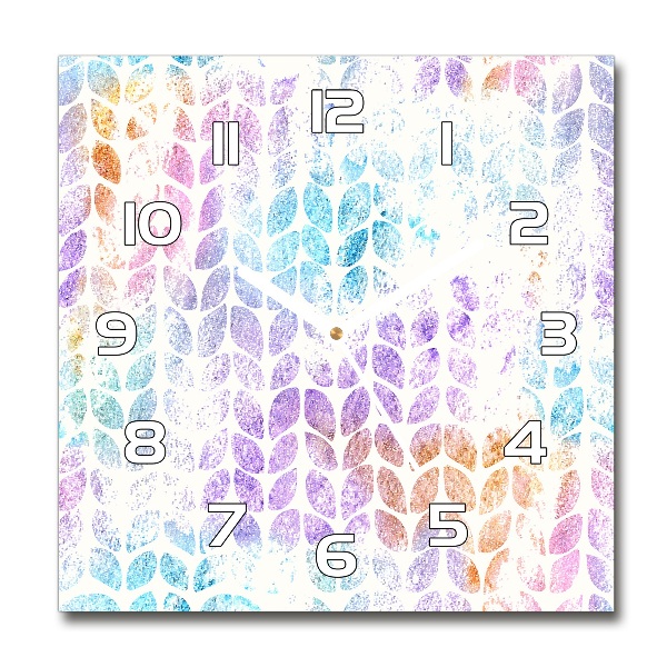Wanduhr modern quadratisch Bunte Blätter