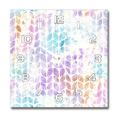 Wanduhr modern quadratisch Bunte Blätter