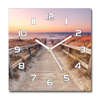 Wanduhr modern quadratisch Weg zum Strand