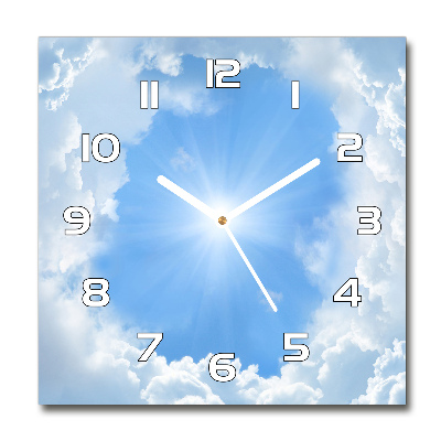 Wanduhr modern quadratisch Wolken am Himmel