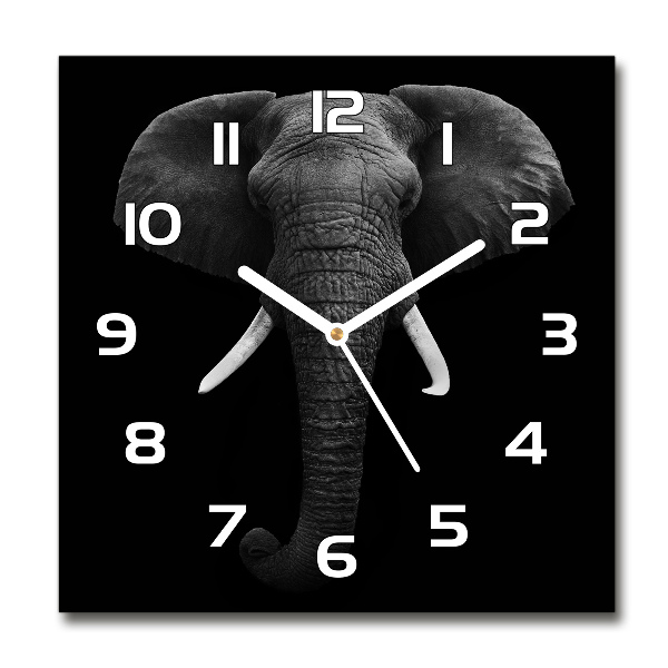 Wanduhr modern quadratisch Afrikanischer Elefant