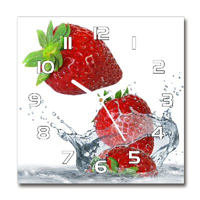 Wanduhr quadratisch Erdbeeren und Wasser
