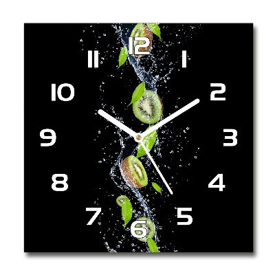 Wanduhr modern quadratisch Kiwi und Wasser