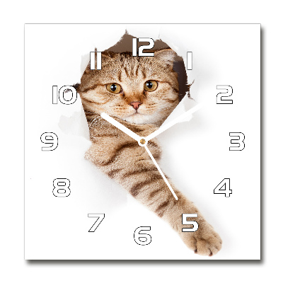 Wanduhr quadratisch Katze