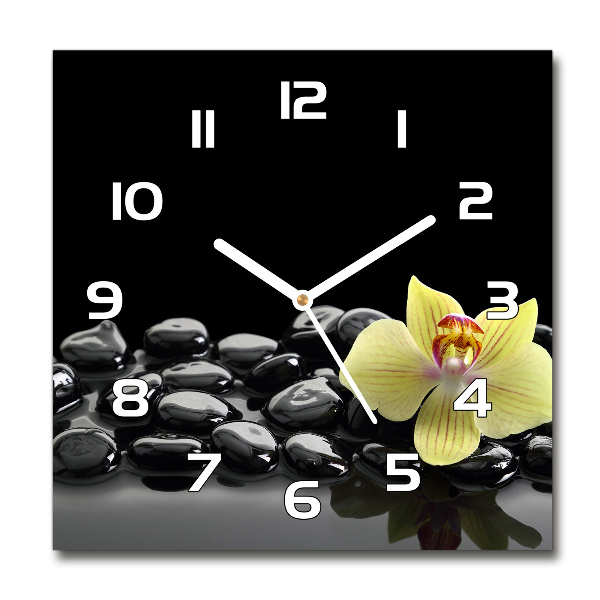 Wanduhr modern quadratisch Orchidee