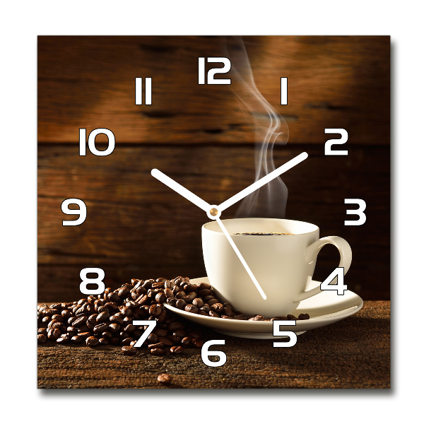 Wanduhr quadratisch Eine Tasse Kaffee
