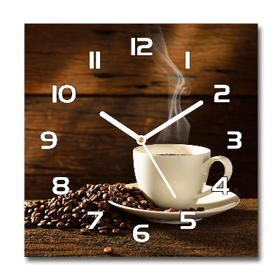 Wanduhr quadratisch Eine Tasse Kaffee