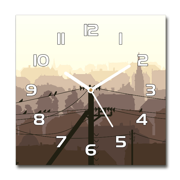 Wanduhr quadratisch Städtische Stromleitung