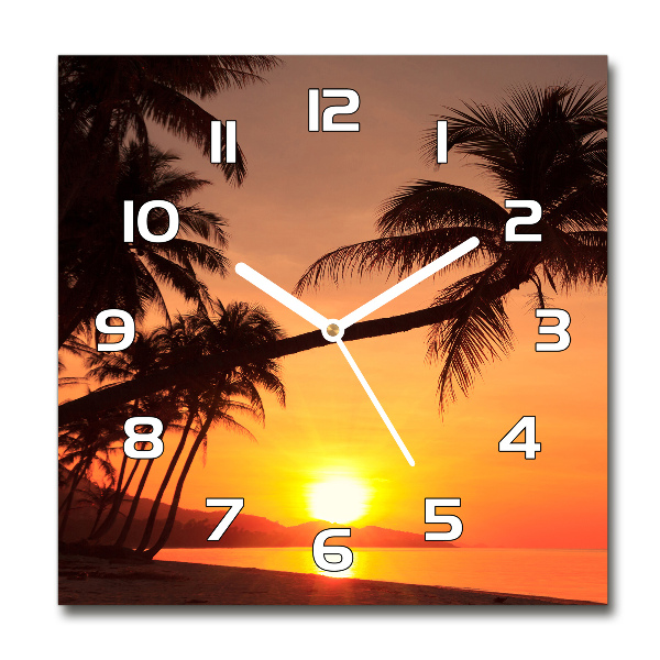 Wanduhr quadratisch Sunset Beach