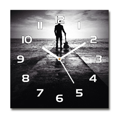 Wanduhr quadratisch Gitarrist auf dem Pier