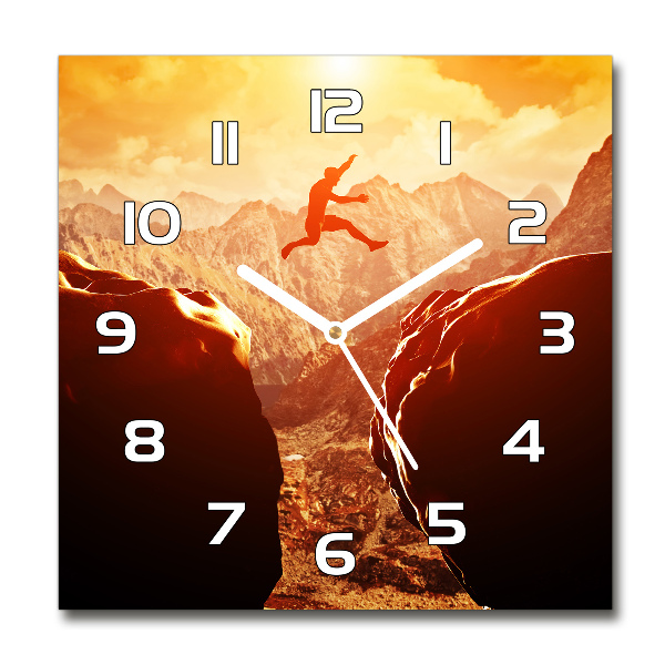 Wanduhr quadratisch Spring über den Abgrund