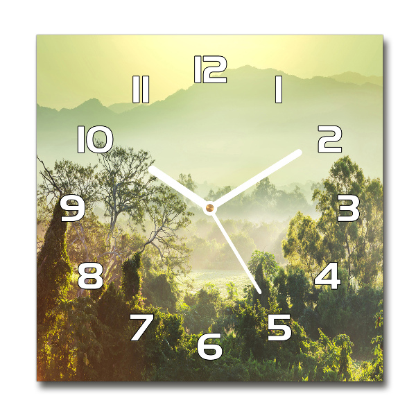 Wanduhr modern quadratisch Dschungel