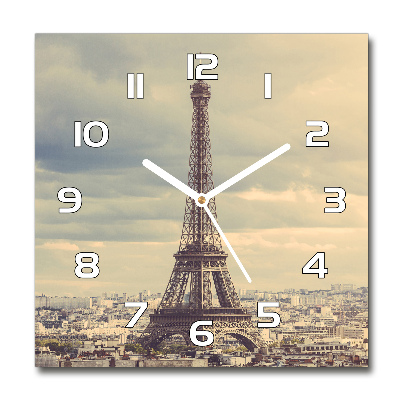 Wanduhr modern quadratisch Eiffelturm Paris