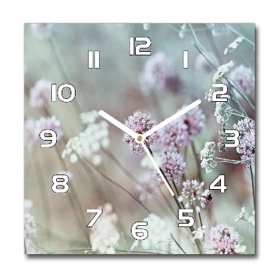 Wanduhr quadratisch Wildblumen