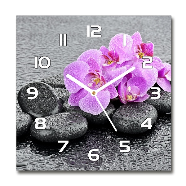 Wanduhr quadratisch Orchideensteine