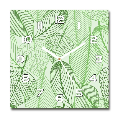 Wanduhr quadratisch Blättermuster