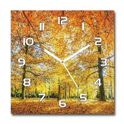 Wanduhr modern quadratisch Wald im Herbst