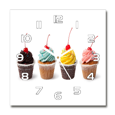Wanduhr quadratisch Cupcakes