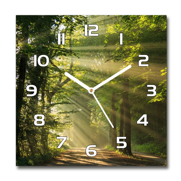 Wanduhr modern quadratisch Wald in der Sonne