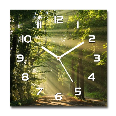 Wanduhr modern quadratisch Wald in der Sonne