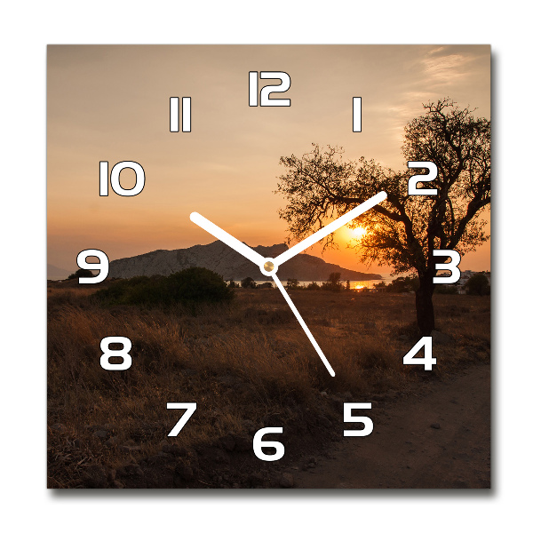 Wanduhr modern quadratisch Sonnenuntergang