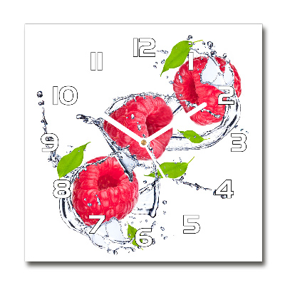 Wanduhr quadratisch Himbeere und Wasser