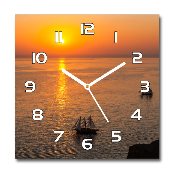Wanduhr modern quadratisch Sonnenuntergang am Meer