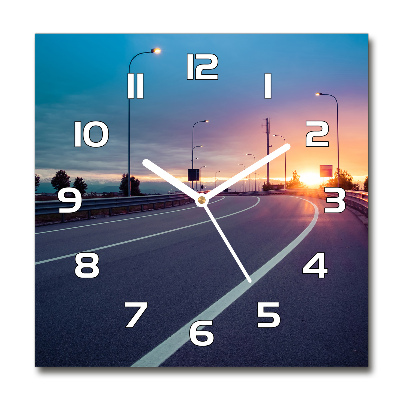 Wanduhr modern quadratisch Autobahn
