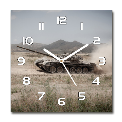 Wanduhr modern quadratisch Panzer in der Wüste