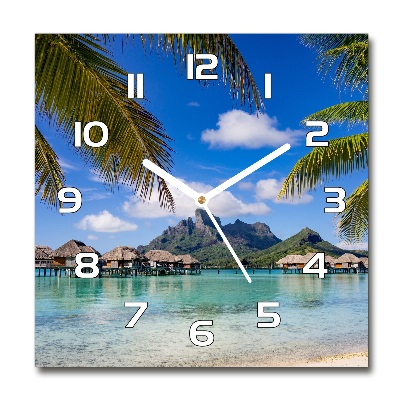 Wanduhr quadratisch Palmen in Bora Bora
